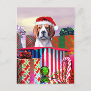 Cartão Postal De Festividades Surpresa de Beagle Christmas