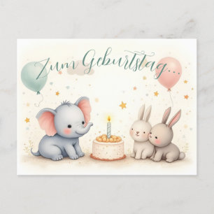 Cartão Postal De Festividades Süßer Geburtstagsgruß mit Tierfreunden
