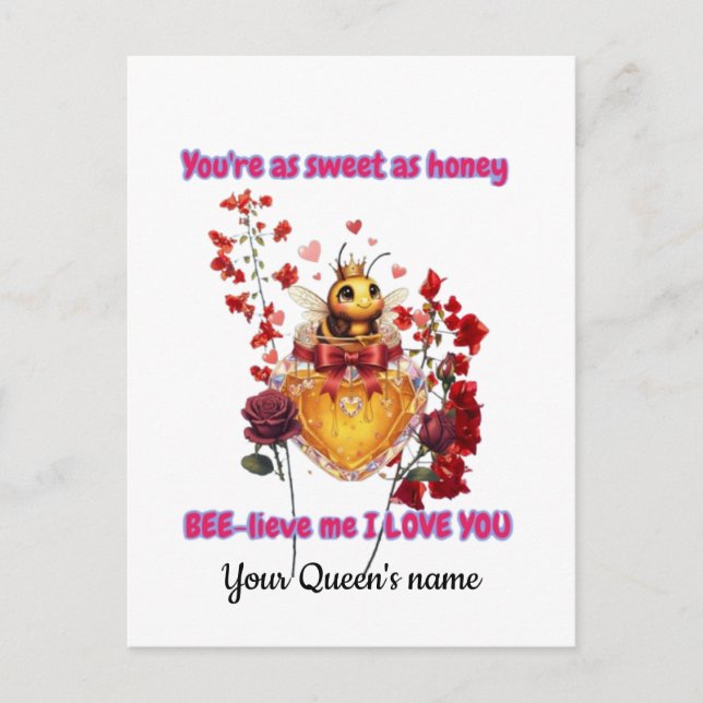 Cartão Postal De Festividades Sweet BEE mine-BEE lieve me i love you (Frente)