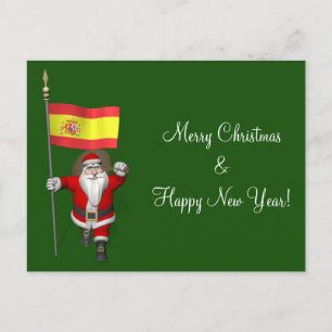 Cartão Postal De Festividades Sweet Papá Noel Waving La Rojigualda