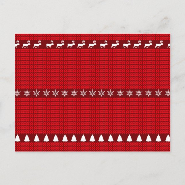Cartão Postal De Festividades Sweet Red Knit, Natal (Frente)
