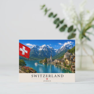 Cartão Postal De Festividades Switzerland Zurich Travel Poster | Scenic Alpine