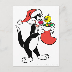 Cartão Postal De Festividades Sylvester Cat com Stocks