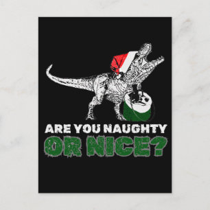 Cartão Postal De Festividades T-Rex Papai Noel Dinossauro de Natal