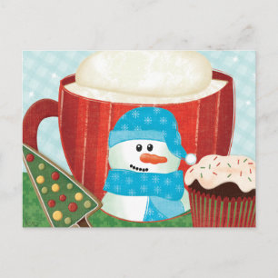 Cartão Postal De Festividades Taça de Natal Verde com Cacau Quente