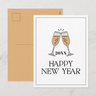 Cartão Postal De Festividades Taças de Champanhe Personalizadas Feliz Ano Novo