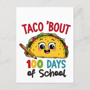 Cartão Postal De Festividades Taco cerca de 100 dias de escola Professores Engra