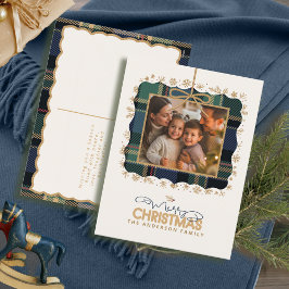 Cartão Postal De Festividades Tartan Trim Christmas One Photo Template ID1141B