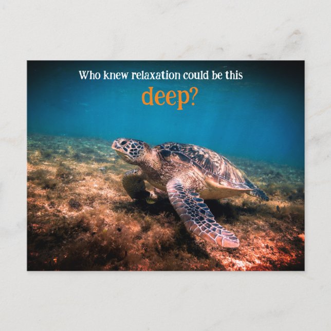 Cartão Postal De Festividades Tartaruga marinha relaxando submarino (Frente)