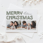Cartão Postal De Festividades Taupe Green Scandinavian, Natal de duas fotos<br><div class="desc">Envie o festival com o nosso cartão postal de Natal de duas fotos, personalizável, com uma magnífica tipografia no estilo escandinavo. Esta foto colage o cartão postal de Natal mistura maravilhosamente a estética moderna com espírito festivo, permitindo que você mostre duas de suas fotos favoritas. A tipografia moderna é complementada...</div>