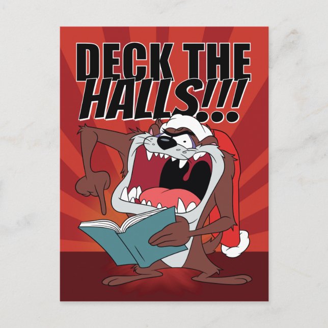 Cartão Postal De Festividades TAZ™ Cantando canções de Natal (Frente)