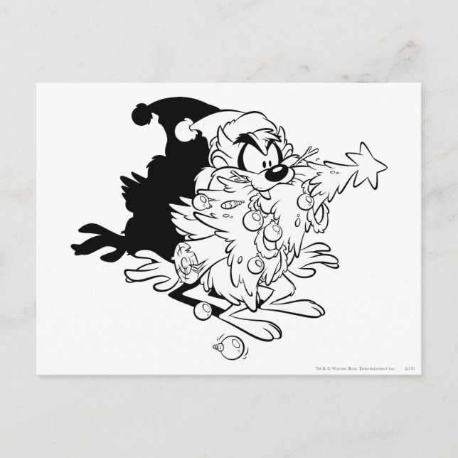 Cartão Postal De Festividades TAZ™ eating Christmas tree (Frente)