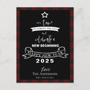 Cartão Postal De Festividades Tchau 2021 Tipografia Xadrez Vermelho Branco Ano N