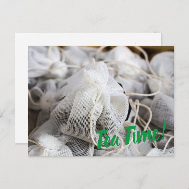 Cartão Postal De Festividades Tea Time Bag para amantes de chá (Frente/Verso)