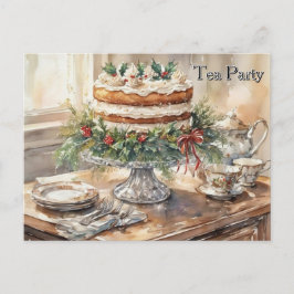 Cartão Postal De Festividades Tea Time with Cake Tea Party 