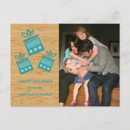 Cartão Postal De Festividades Teal Rustic Apresenta Cartão-postal de Férias