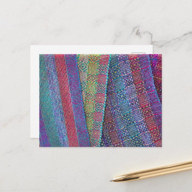 Cartão Postal De Festividades Tecido Multicolorido Entrelaçado (Frente/Verso In Situ)
