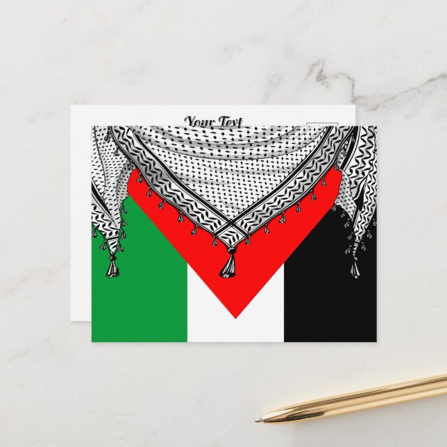 Cartão Postal De Festividades Tecido Tradicional do Keffiyeh Scarf Palestino (Frente/Verso In Situ)