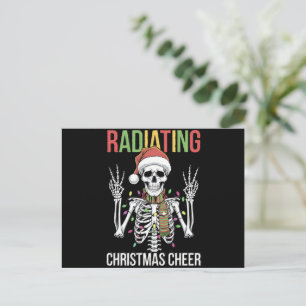 Cartão Postal De Festividades Técnico de Raio-X de Esqueleto de Natal de Radiolo