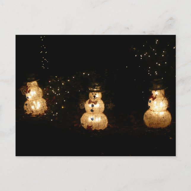 Cartão Postal De Festividades Tela de luz de feriado Snowman (Frente)