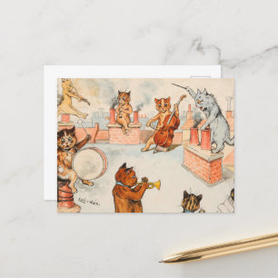 Cartão Postal De Festividades Telhado de Banda superior por Louis Wain