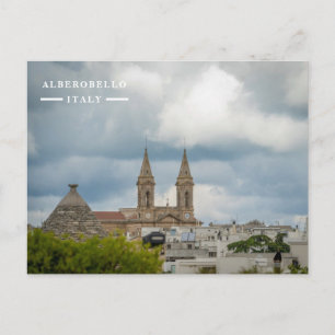 Cartão Postal De Festividades Telhado Trullo da Puglia e Torres da Igreja Gêmeas