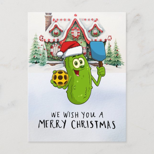 Cartão Postal De Festividades Temo de Natal da Pickleball (Frente)