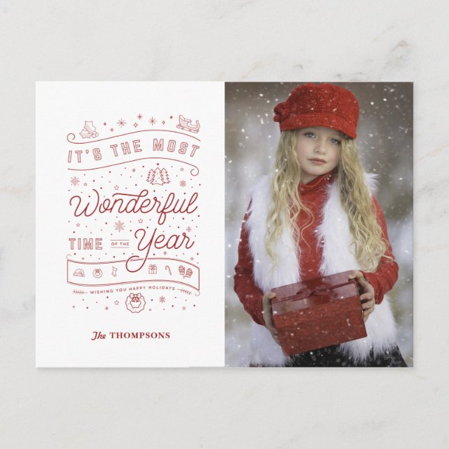 Cartão Postal De Festividades TEMPO MARAVILHOSO DO ANO / Cartão de Natal (Frente)