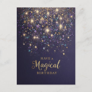 Cartão Postal De Festividades "Tenha um Aniversário Mágico" com Brilho e Estrela