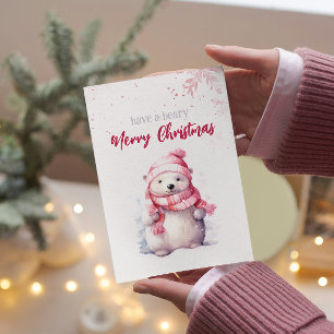 Cartão Postal De Festividades Tenha Um Bear Feliz De Natal Urso Polar Engraçado 