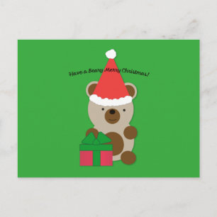 Cartão Postal De Festividades Tenha um Natal Urso Muito Alegre