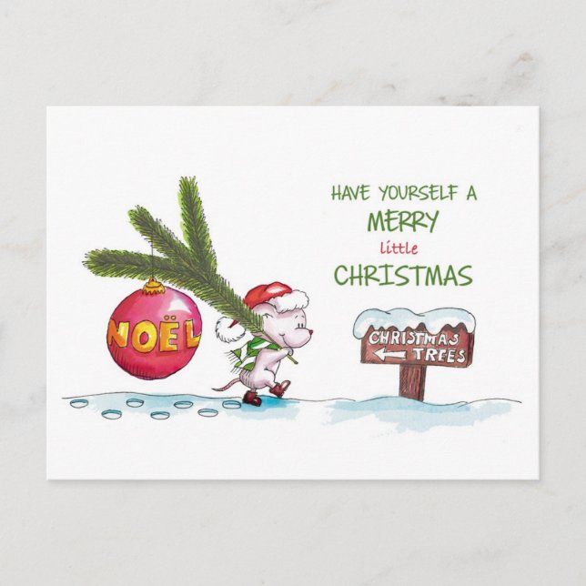 Cartão Postal De Festividades Tenha uma Feliz de mão de Natal desenhada (Frente)