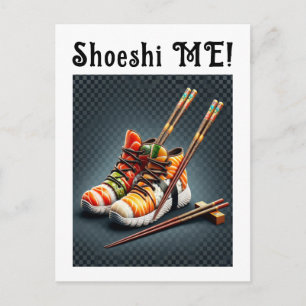 Cartão Postal De Festividades Tênis de Sushi com Humor de Hashis