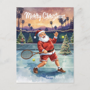 Cartão Postal De Festividades Tênis do Papai Noel na quadra de Natal