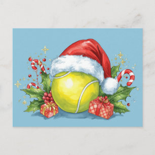 Cartão Postal De Festividades Tênis Feliz Natal bola de tênis no court H