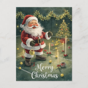 Cartão Postal De Festividades Tênis Feliz Natal Papai Noel na quadra