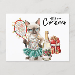 Cartão Postal De Festividades Tênis Feliz Natal para amantes de gatos