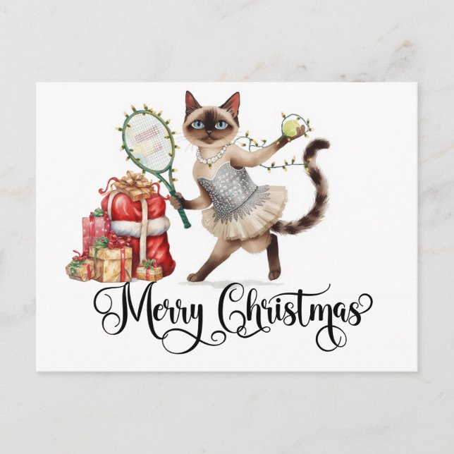 Cartão Postal De Festividades Tênis Feliz Natal para amantes de gatos (Frente)