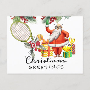 Cartão Postal De Festividades Tênis Natal com Racket e Fúria de Natal