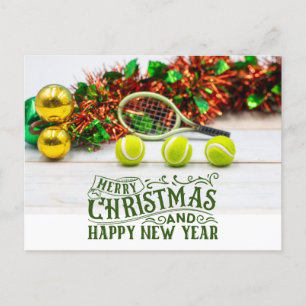 Cartão Postal De Festividades Tênis Natal com tênis e raquete