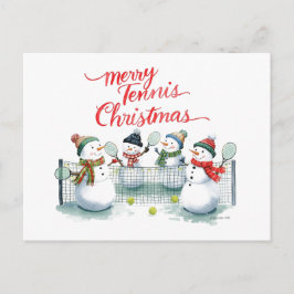 Cartão Postal De Festividades Tennis Christmas Festive Snowman