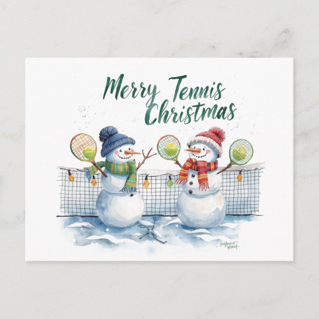 Cartão Postal De Festividades Tennis Christmas  Festive Snowman  (Frente)