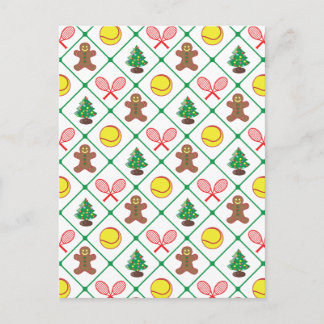 Cartão Postal De Festividades Tennis Christmas pattern