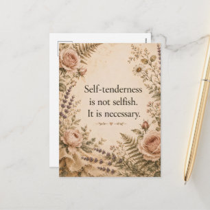 Cartão Postal De Festividades Ternura Pessoal Não é Egoísmo Citação Floral