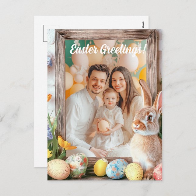 Cartão Postal De Festividades Terra do Páscoa 🐇 Hoppy personalizável (Frente/Verso)