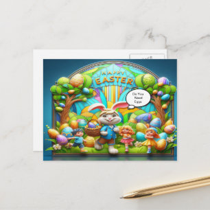 Cartão Postal De Festividades terra mágica do coelho páscoa