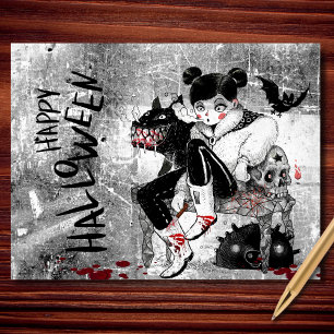 Cartão Postal De Festividades Terror Japonês Garota Assustadora Halloween