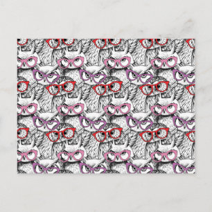 Cartão Postal De Festividades Teste padrão dos Eyeglasses da coruja