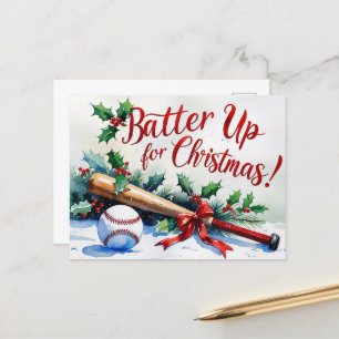 Cartão Postal De Festividades Teto de Natal de Baseball