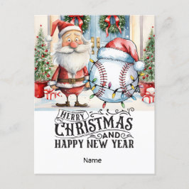 Cartão Postal De Festividades Teto de Natal de Baseball